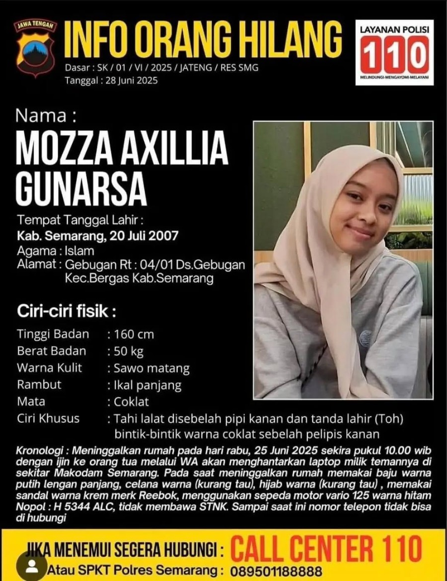Setahun Menghilang, Ini Ciri-ciri Gadis Semarang yang Pamit Antar Laptop