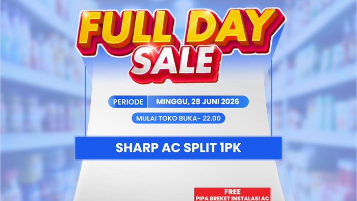 Transmart Full Day Sale: AC Sharp 1 PK Diskon Rp 1,69 Juta
