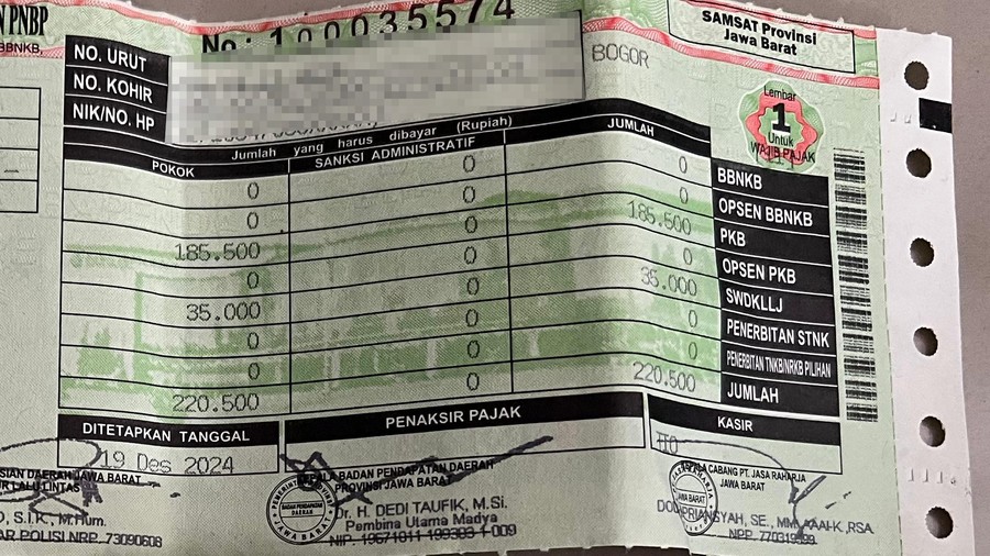 Pembayaran pajak kendaraan bermotor untuk perpanjangan Surat Tanda Nomor Kendaraan tahunan kini dapat dilakukan secara d