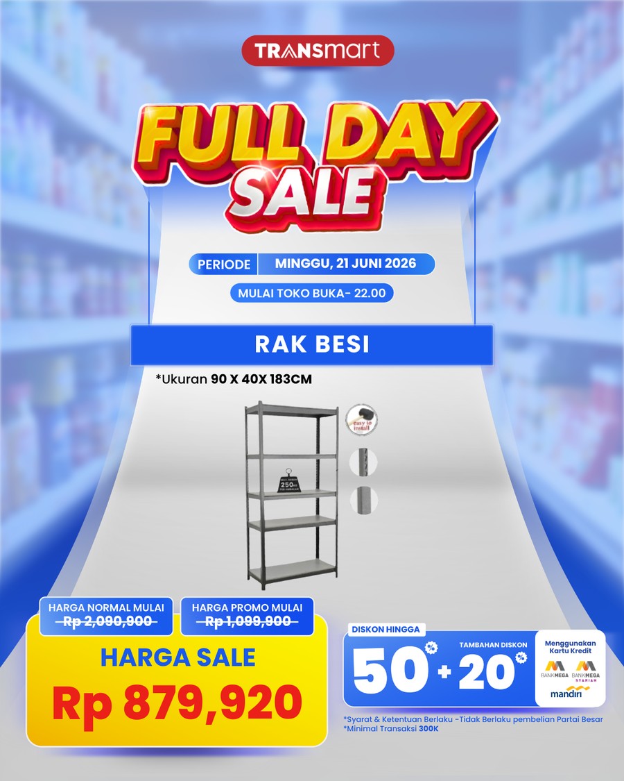 Jakarta  - Transmart kembali menghadirkan gebrakan belanja hemat melalui program  Full Day Sale  yang akan berlangsung s
