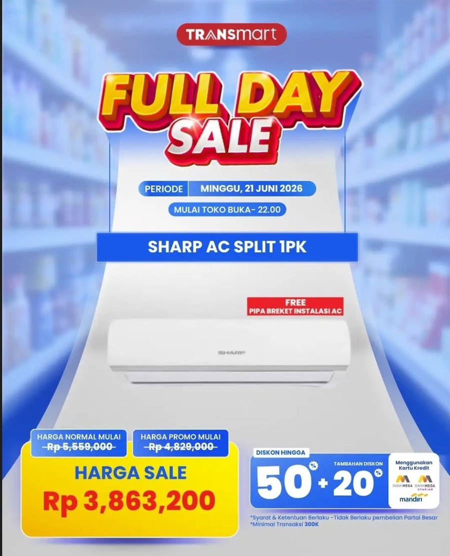 Jakarta - Program belanja hemat Full Day Sale kembali hadir di Transmart pada Minggu, 21 Juni 2026. Berdasarkan laporan 